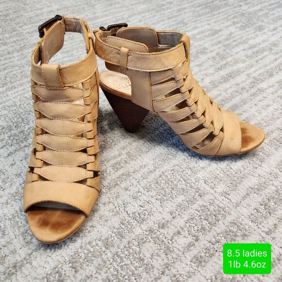 Vince Camuto Elika tan brown sandal block heels Size 8.5 ladies - Picture 1 of 9